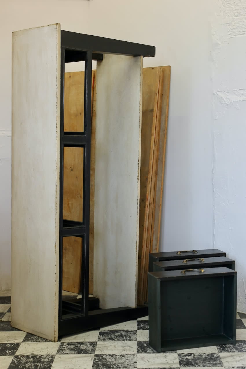 black & ivory three drawer pot board console, painted interior, georgian style brass handles, the console can be made to any length & depth.