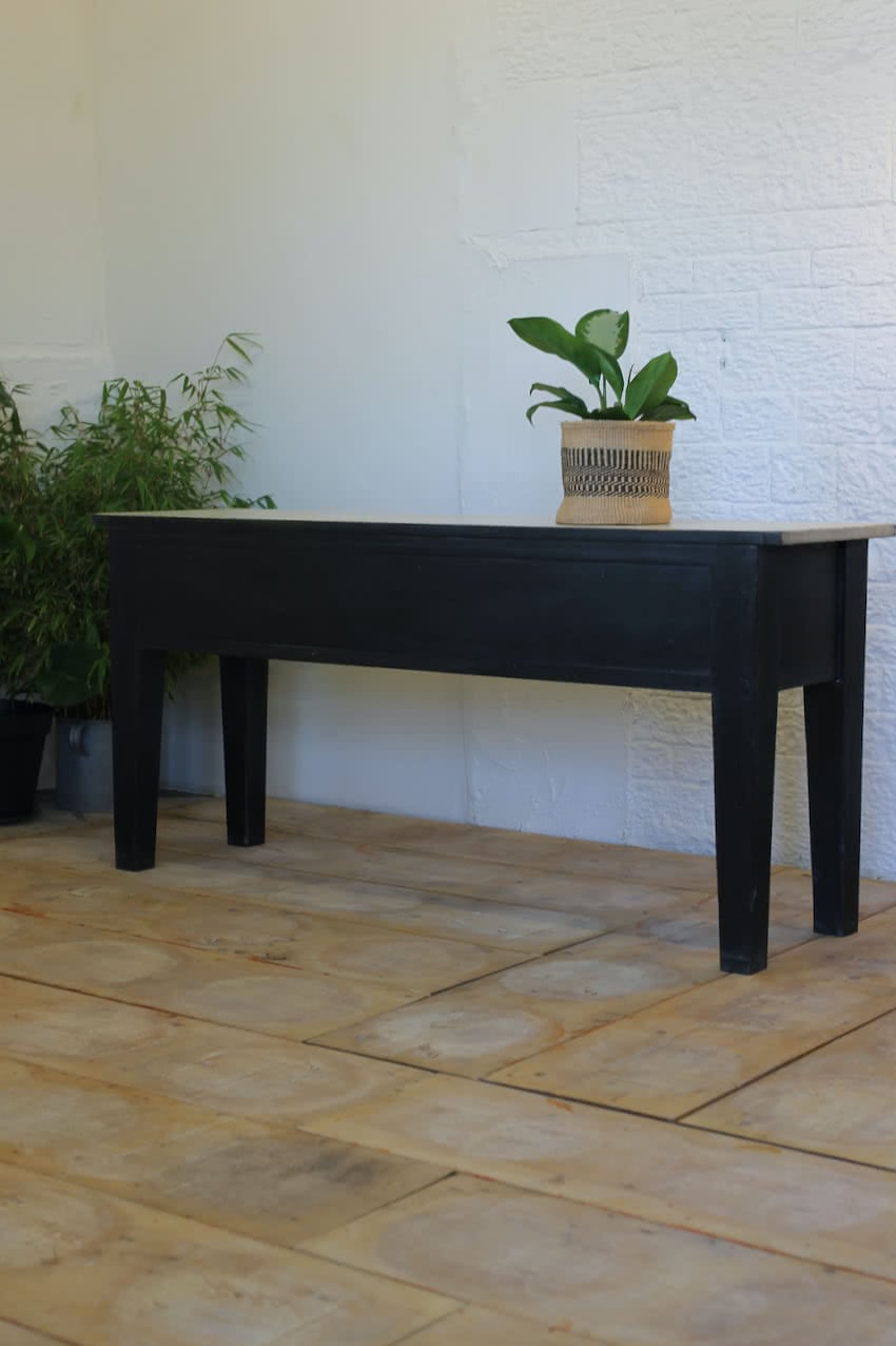 black & ivory three drawer console table-server, painted interior, georgian style brass handles, the console can be made to any length & depth.