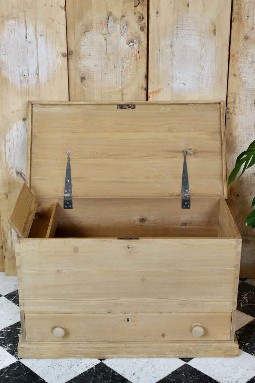 very pretty galleried french all original pine two door cupboardcupboard with shelf & metal handles and typical hinges.
