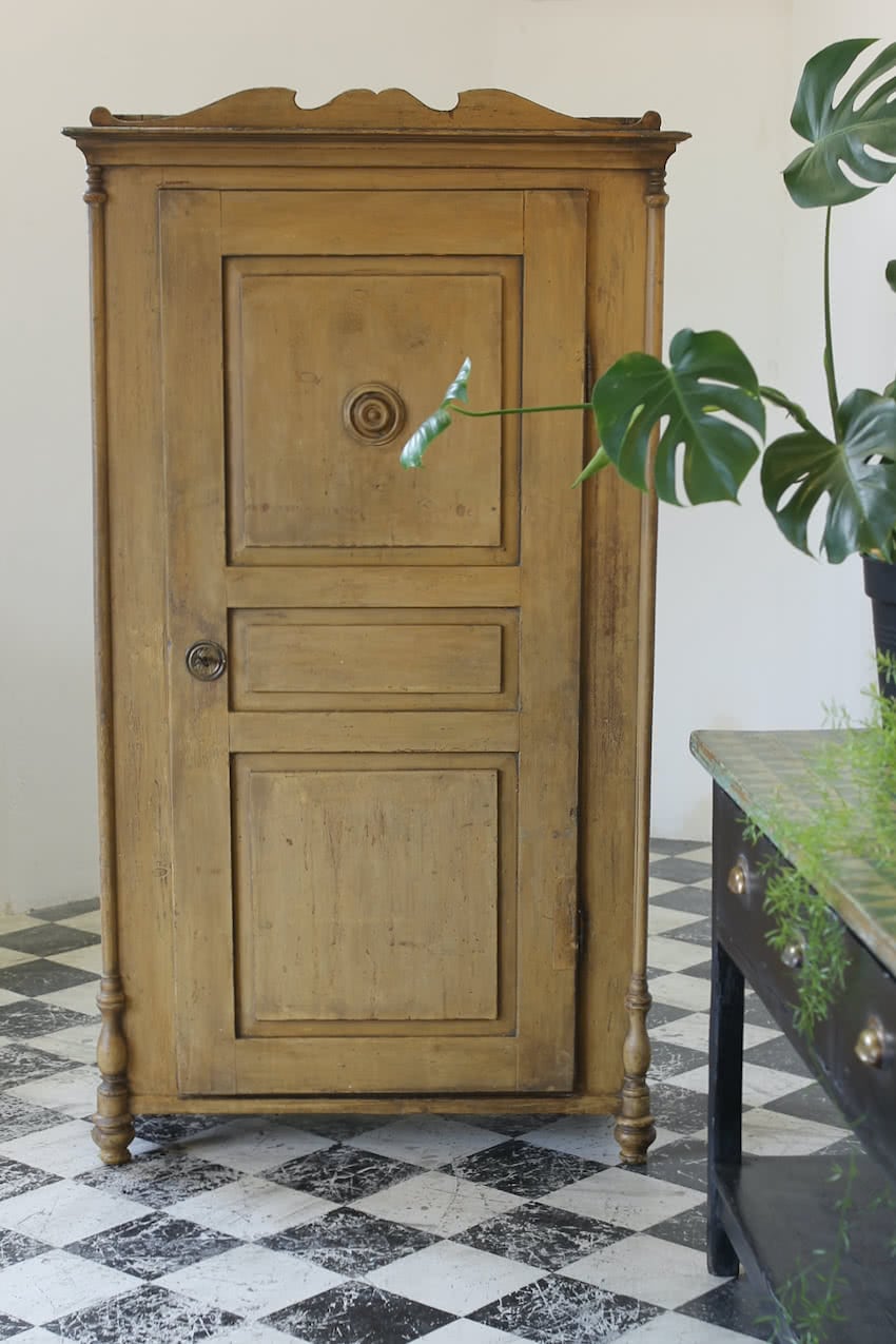french yellow ochre original painted large cupboard