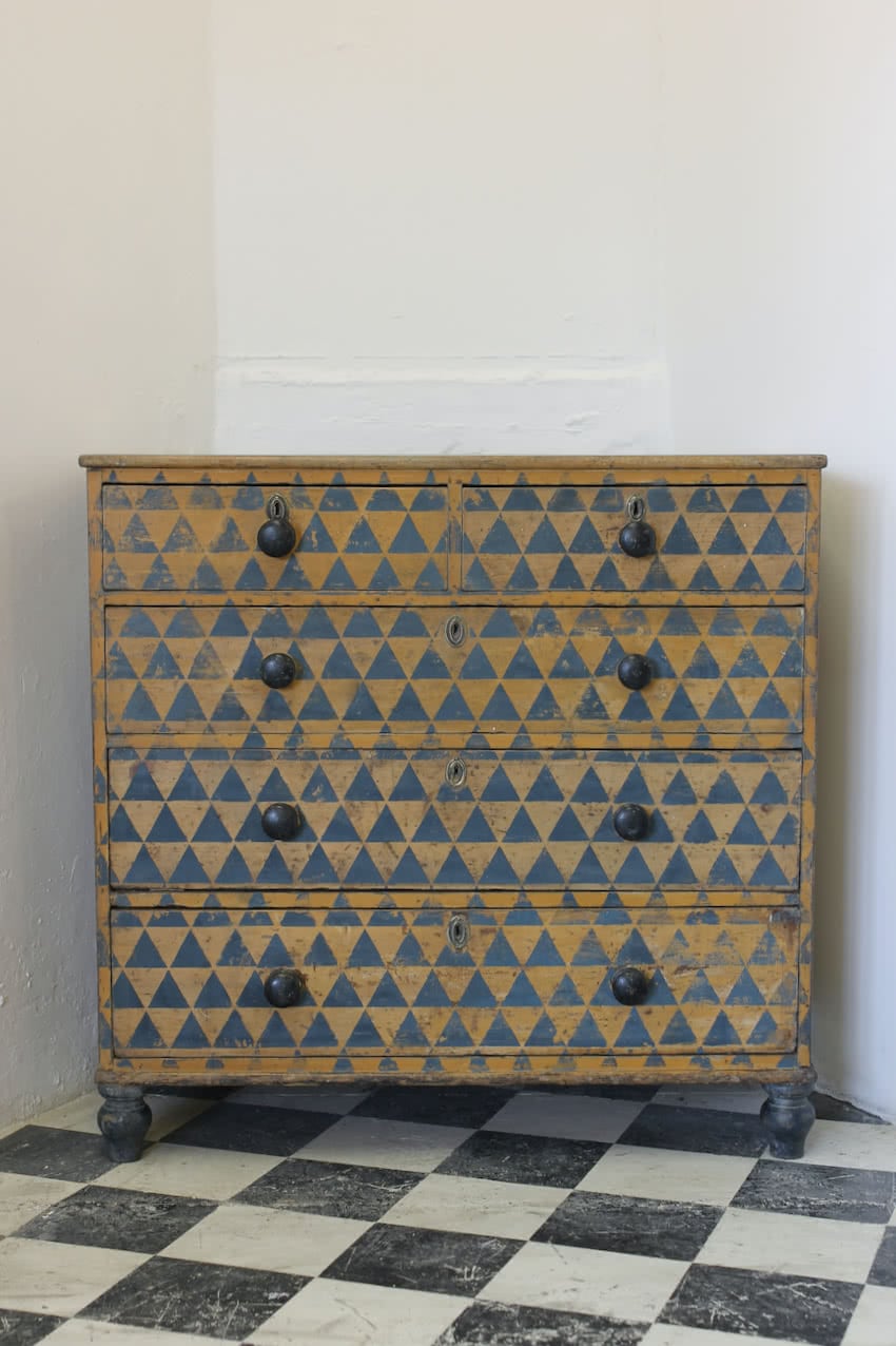 green seven drawer base cupboard