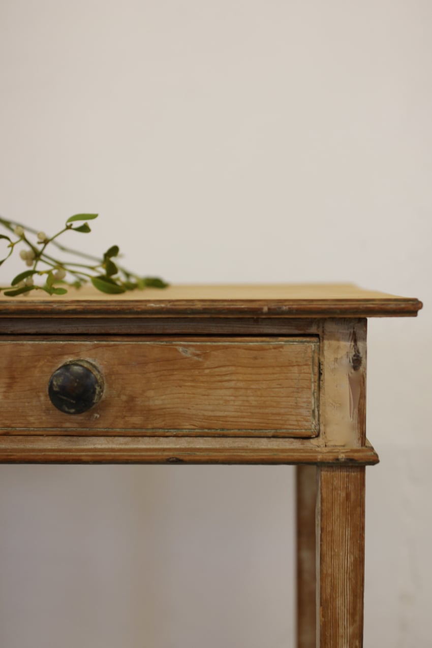 georgian original painted pine side table with drawer