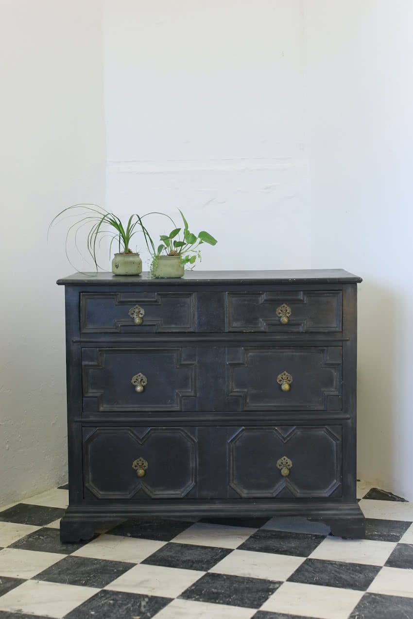 large restored antique pine chest with nice rounded shaping and sits on plinth