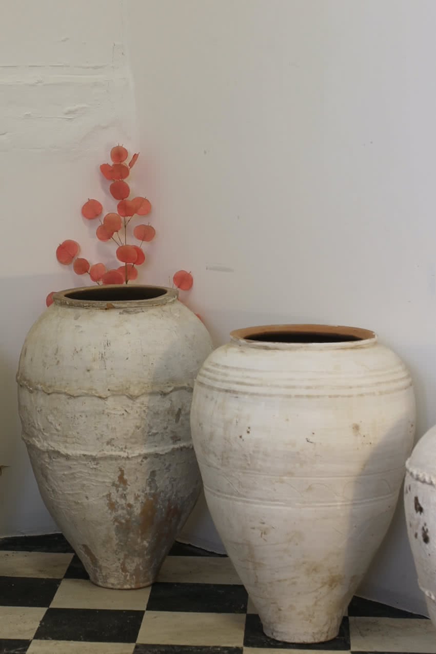 beautiful white olive pots